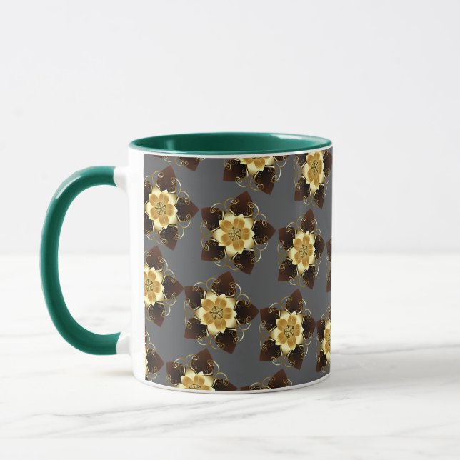 Luxury Golden Floral Mandala Ornamental Design Tasse (Links)