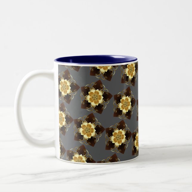 Luxury Golden Floral Mandala Ornamental Design Zweifarbige Tasse (Links)