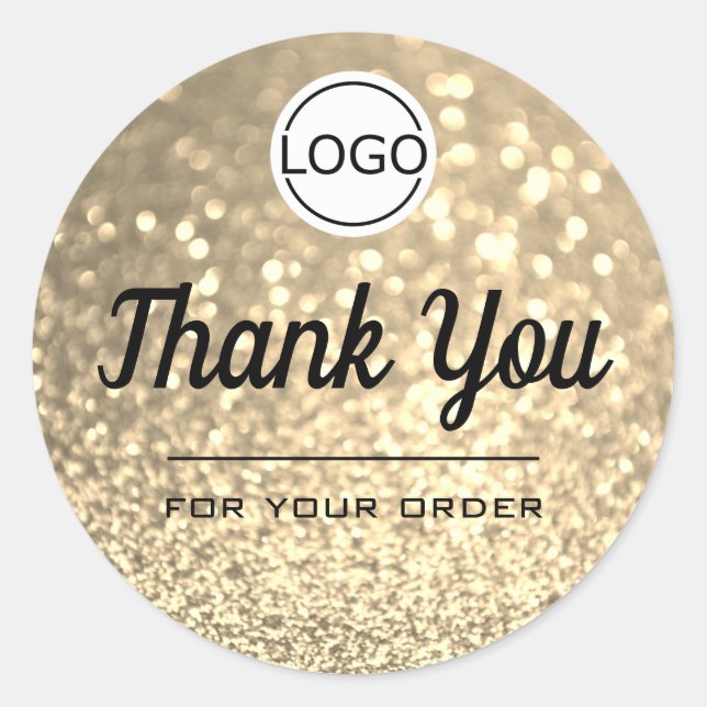 Luxury Golden Glitzer Elegant Minimalistisch Danke Runder Aufkleber (Vorderseite)