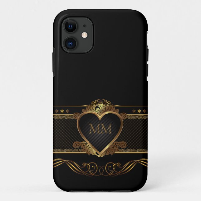 Luxury Golden Heart Initials iPhone 5 Fall Case-Mate iPhone Hülle (Rückseite)