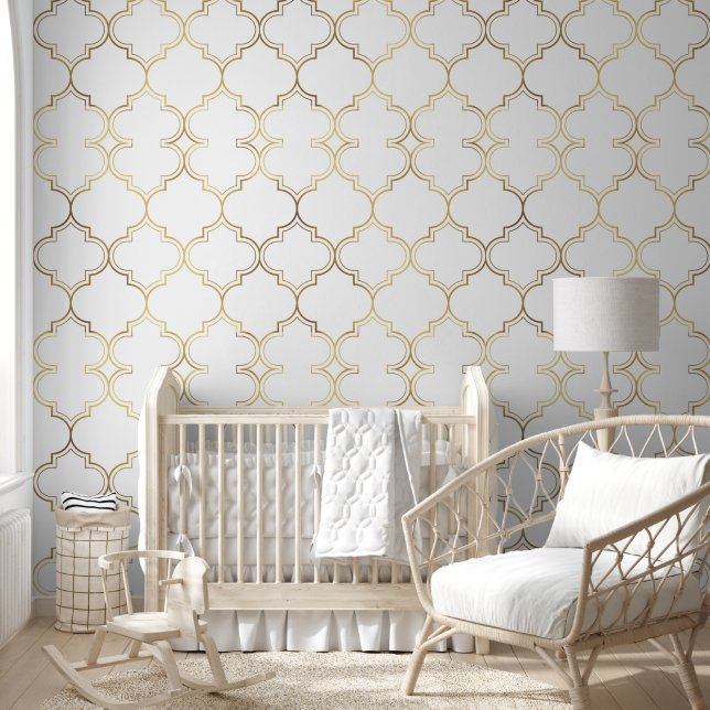 Luxury Golden Islamic Geometric Pattern Motifs Tapete (Kinder)