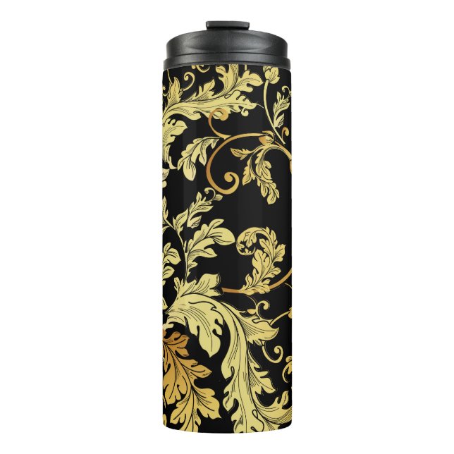Luxury golden seamless pattern. Floral backgroundp Thermosbecher (Vorderseite)
