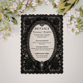 Luxury Gothic Black Lace Victorian Wedding Begleitkarte