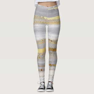 Luxury Gray Gold Aquarell Textur Leggings