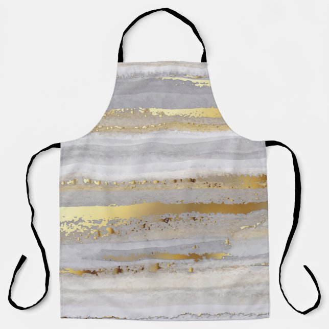 Luxury Gray Gold Aquarell Textur Schürze (Vorderseite)