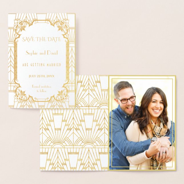 Luxury Great Gatsby Art Deco Wedding Save the Date Folienkarte (Anzeige)