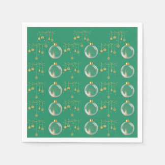 Luxury Green and Gold Bauble Christmas Serviette