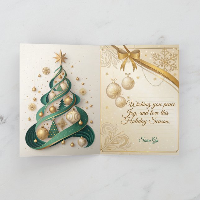 Luxury Green and Gold Christmas Karte (Innenseite)