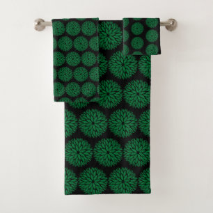 LUXURY GREEN BLACK DAHLIA BADEZIMMER TOWEL SET