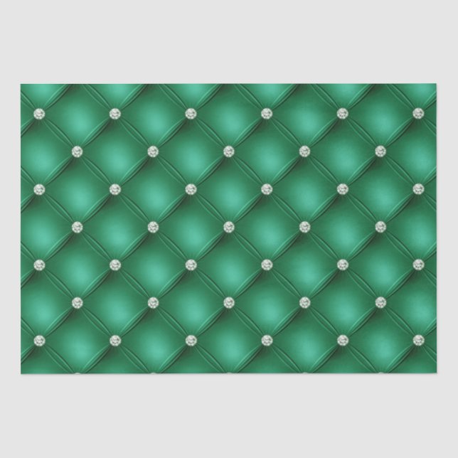 Luxury Green Diamond Tufvtern Muster Seidenpapier (Vorderseite)
