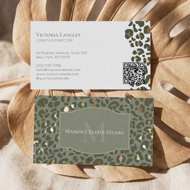 Luxury Green Gold Cheetah Leopard Print Elegant Visitenkarte (Luxury Green Gold Cheetah Leopard Print Elegant Business Card)