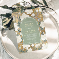 Luxury Green Gold Chinoiserie Blumenzwiebeln Hochz