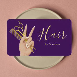 Luxury Hair Salon Hairstylist Hairdresser Purple Visitenkarte