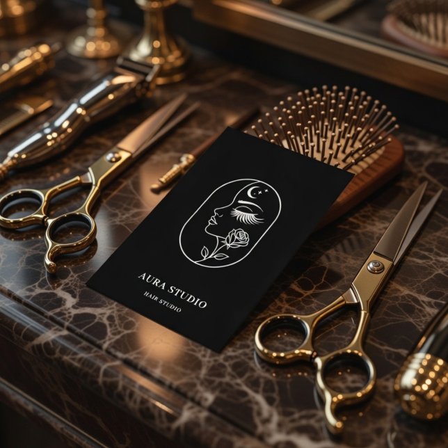 Luxury Hair Stylist Business Card with QR Code  Visitenkarte (Von Creator hochgeladen)