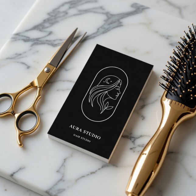 Luxury Hair Stylist | Line Art Hair Salon QR Code Visitenkarte (Von Creator hochgeladen)