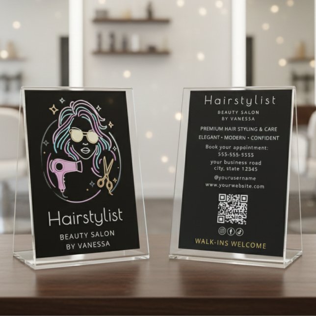 Luxury Hairstylist Beauty Salon Modern Black Flyer (Von Creator hochgeladen)
