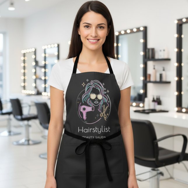 Luxury Hairstylist Beauty Salon Modern Black Schürze (Von Creator hochgeladen)