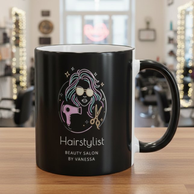 Luxury Hairstylist Beauty Salon Modern Black Tasse (Von Creator hochgeladen)