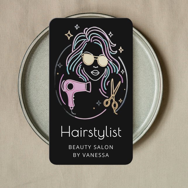 Luxury Hairstylist Beauty Salon QR Code Black Visitenkarte (Von Creator hochgeladen)