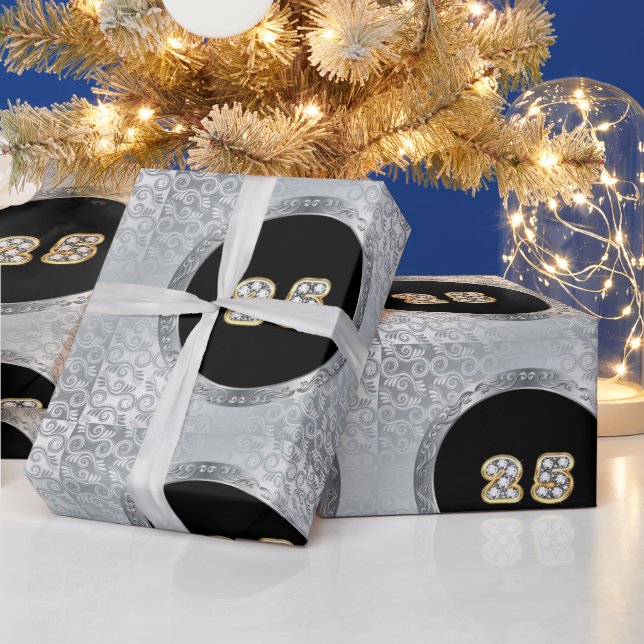 Luxury Happy Silver 25. Jubiläum Geschenkpapier (Feiertage)