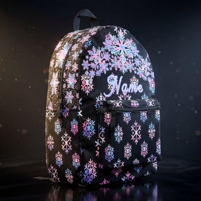 Luxury Holographic Snowflake Christmas Collection Bedruckter Rucksack (Von Creator hochgeladen)