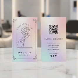 Luxury Holographic Tattoo Artist Card with QR Code Visitenkarte