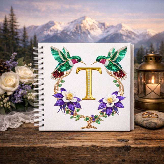 Luxury Initial T Wedding Hummingbird Jewel Gift Notizbuch (Von Creator hochgeladen)