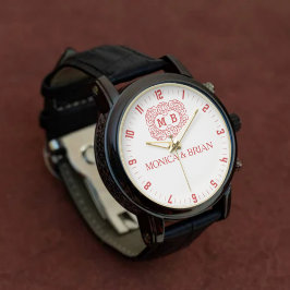 Luxury Initials Classic Monogram Letters Couple’s Armbanduhr