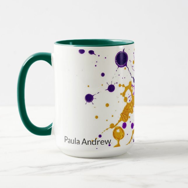 Luxury Ink & Gold Leaf Personalized Tasse (Links)