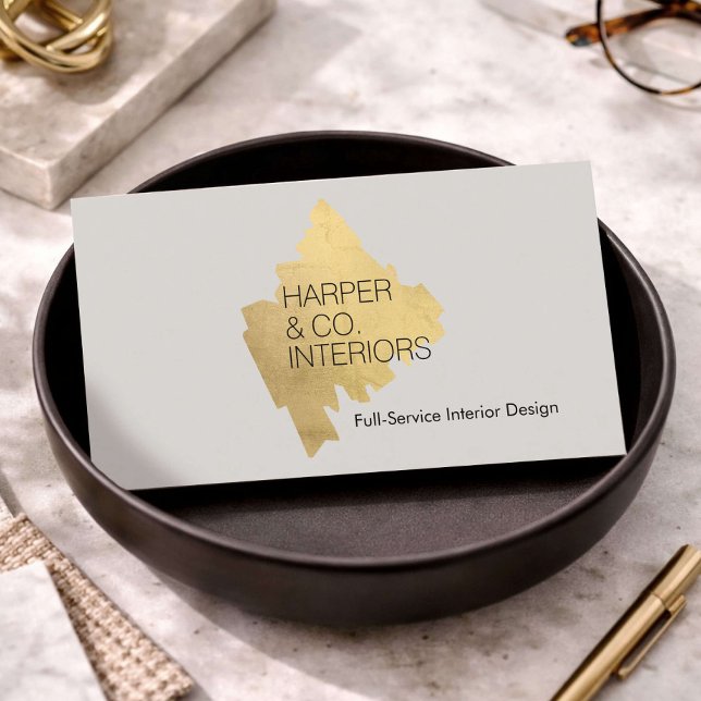 Luxury Interior Designer Gold Abstract Logo Visitenkarte (Von Creator hochgeladen)