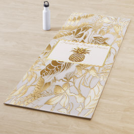 Luxury Ivory and Gold Palm Business Monogram Yogamatte