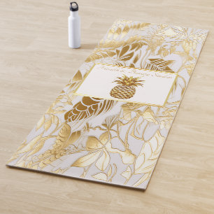 Luxury Ivory and Gold Palm Business Monogram Yogamatte