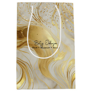 Luxury Ivory Marble and Gold Glitter Mittlere Geschenktüte
