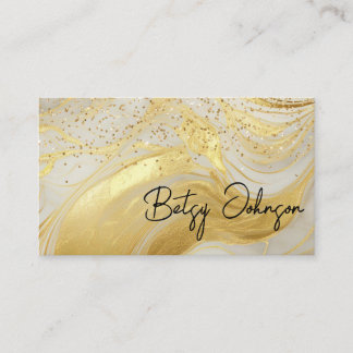 Luxury Ivory Marble & Gold Glitter Business Card Visitenkarte