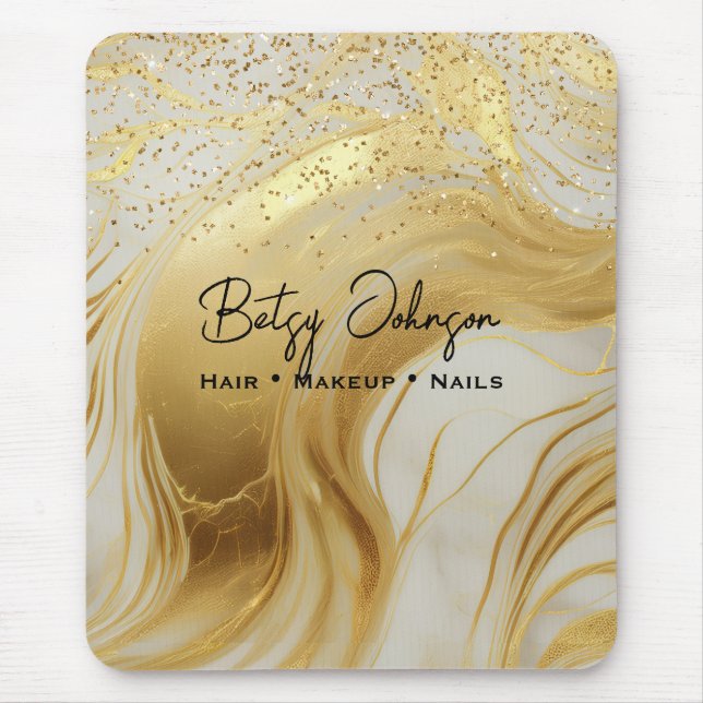 Luxury Ivory Marble Gold Glitter Mousepad (Vorne)