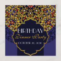 Luxury Jeweled Blue Red Gold Geburtstagsdinner