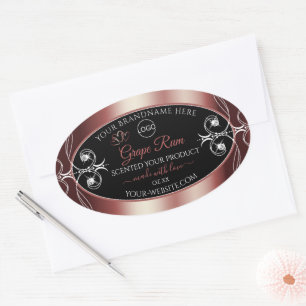 Luxury Jewels Logo "Wine Red Black Product Labels" Ovaler Aufkleber