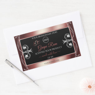 Luxury Jewels Logo "Wine Red Black Product Labels" Rechteckiger Aufkleber