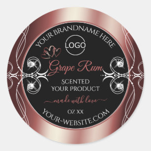 Luxury Jewels Logo "Wine Red Black Product Labels" Runder Aufkleber