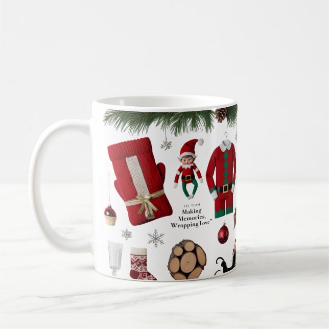 Luxury Knitted Elf Team Holiday Collage Classic Kaffeetasse (Links)