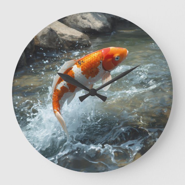 LUXURY KOI FISCH ARTWORK GROßE WANDUHR (Vorderseite)