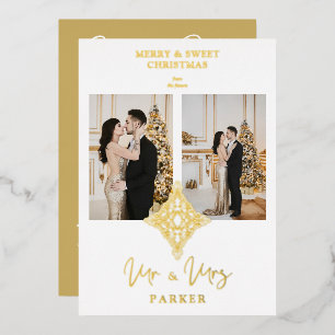 Luxury Lace MR & MRS Weihnachten Hochzeit 2 Fotos Folieneinladung