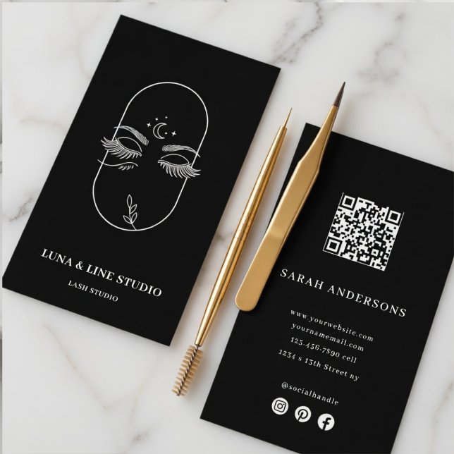 Luxury Lash Artist  | Elegant Eyelash Studio QR  Visitenkarte (Von Creator hochgeladen)