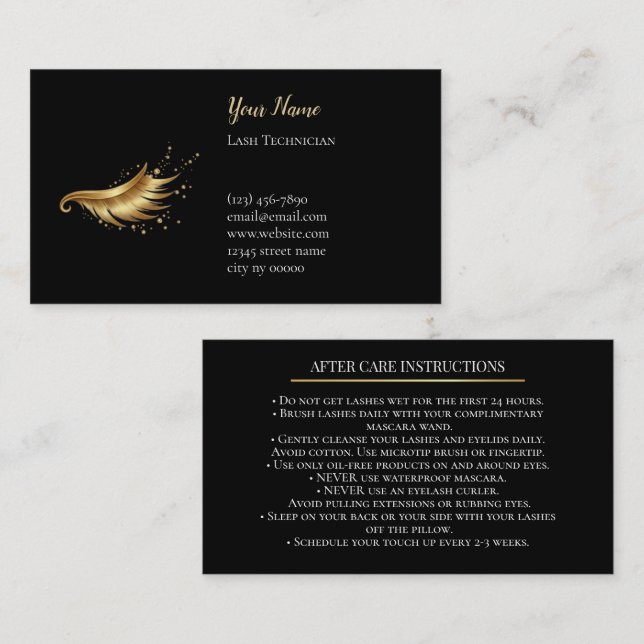 Luxury Lash Technician After care Card Terminkarte (Vorne/Hinten)