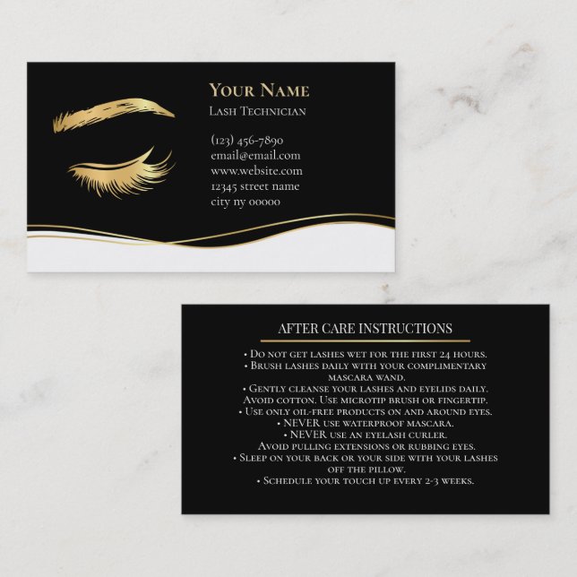 Luxury Lash Technician After care Card Terminkarte (Vorne/Hinten)