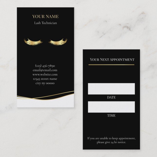 Luxury Lash Technician Appointment Card Terminkarte (Vorne/Hinten)