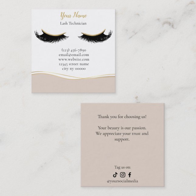 Luxury Lash Technician Thank you Card Treuekarte (Vorne/Hinten)