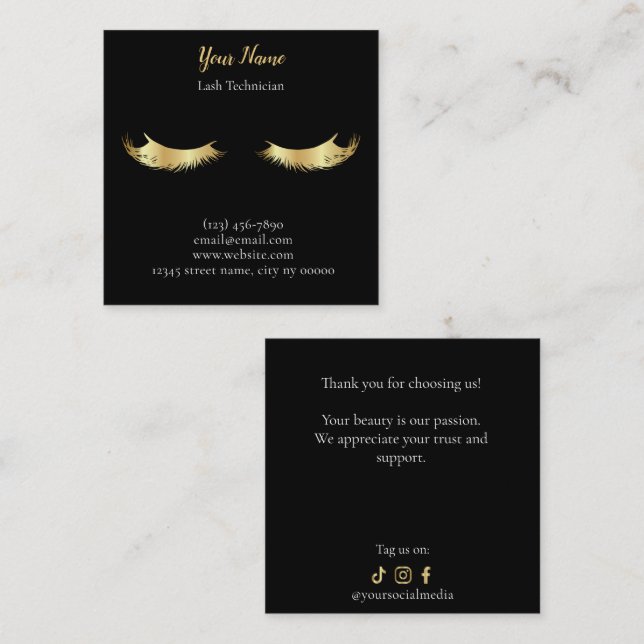 Luxury Lash Technician Thank you Card Treuekarte (Vorne/Hinten)