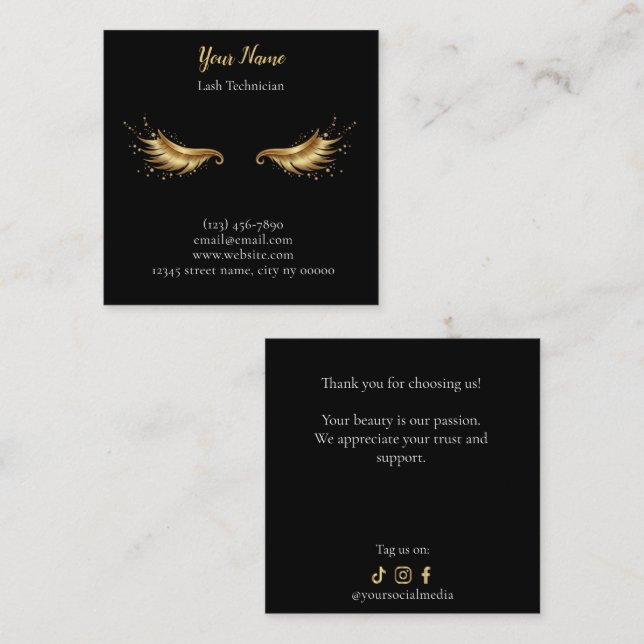 Luxury Lash Technician Thank you Card Treuekarte (Vorne/Hinten)