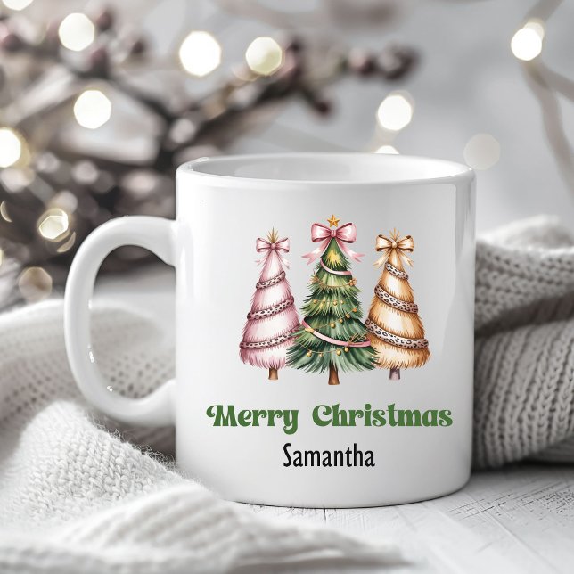 Luxury Leopard Christmas Trees Custom Name Mug Kaffeetasse (Luxury Leopard Christmas Trees Custom Name Mug)